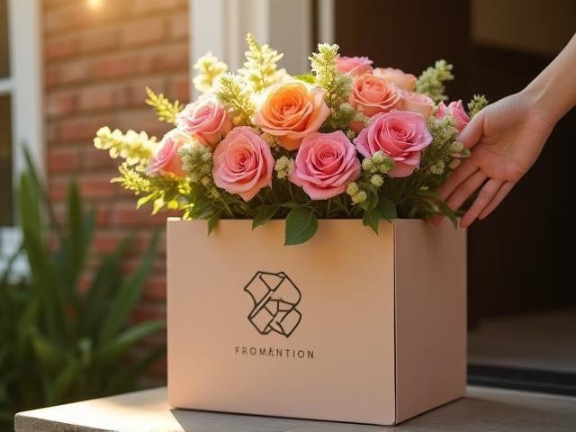 Friske blomster leveres til dør, med en abonnementsboks klar til levering