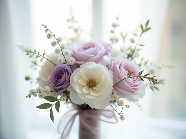 Nydelig bukett inspirert av musikk, med instrumentdetaljer og noteark